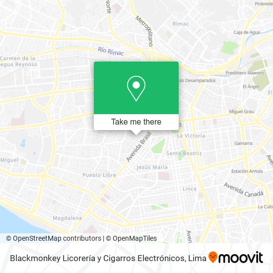 Blackmonkey Licorería y Cigarros Electrónicos map