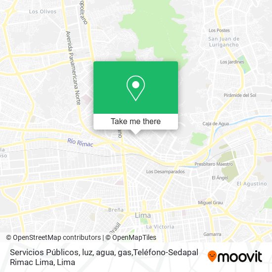 Servicios Públicos, luz, agua, gas,Teléfono-Sedapal Rimac Lima map