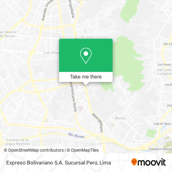 Mapa de Expreso Bolivariano S.A. Sucursal Perú