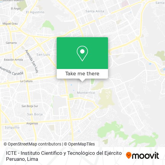 ICTE - Instituto Científico y Tecnológico del Ejército Peruano map