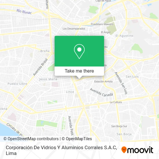 Corporación De Vidrios Y Aluminios Corrales S.A.C map