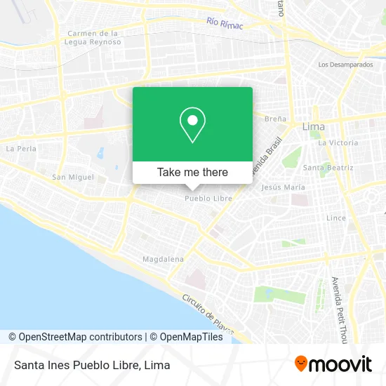 Santa Ines Pueblo Libre map