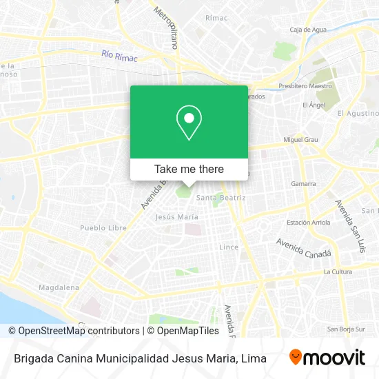 Mapa de Brigada Canina Municipalidad Jesus Maria