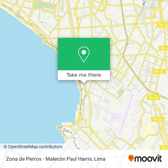 Zona de Perros - Malecón Paul Harris map