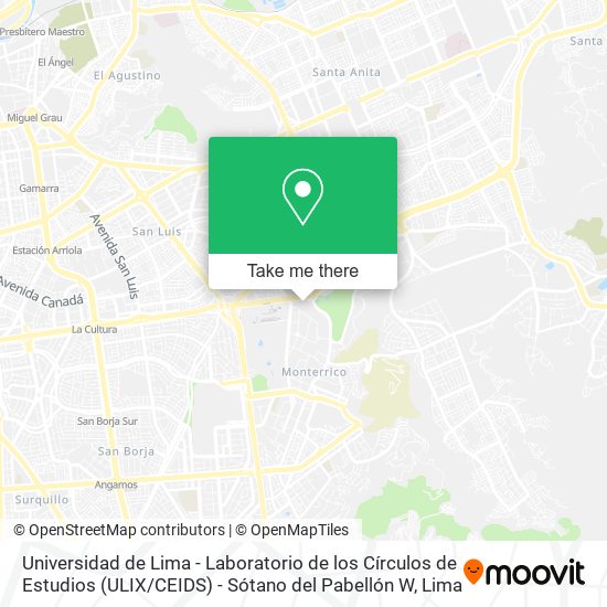 Universidad de Lima - Laboratorio de los Círculos de Estudios (ULIX / CEIDS) - Sótano del Pabellón W map