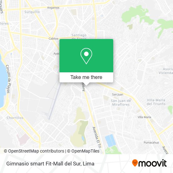 Mapa de Gimnasio smart Fit-Mall del Sur