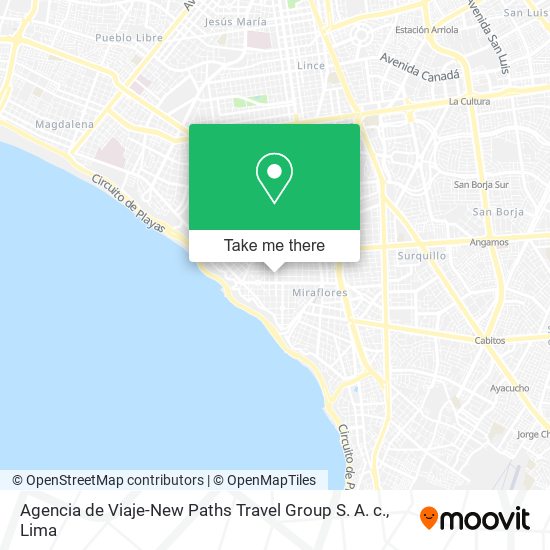 Mapa de Agencia de Viaje-New Paths Travel Group S. A. c.