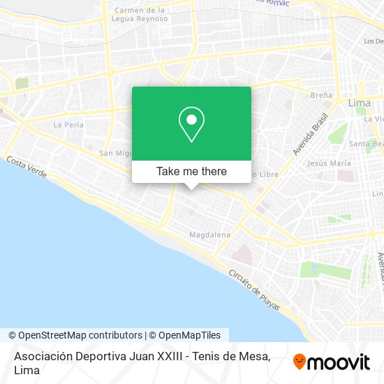 Asociación Deportiva Juan XXIII - Tenis de Mesa map