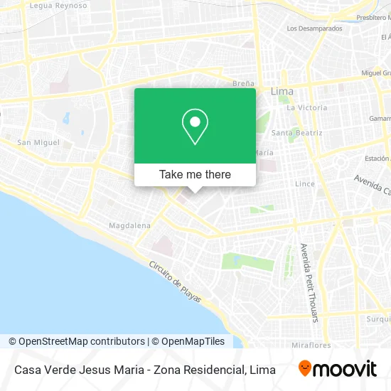 Mapa de Casa Verde Jesus Maria - Zona Residencial