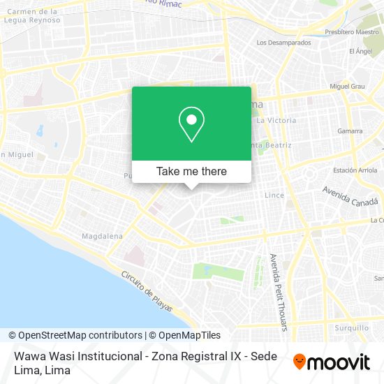 Mapa de Wawa Wasi Institucional - Zona Registral IX - Sede Lima