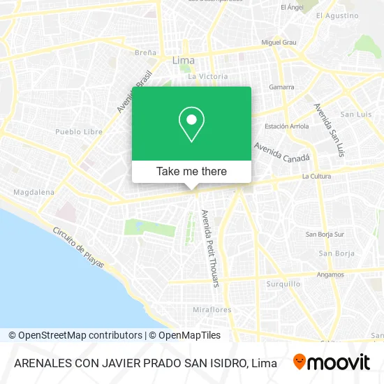 Mapa de ARENALES CON JAVIER PRADO  SAN ISIDRO