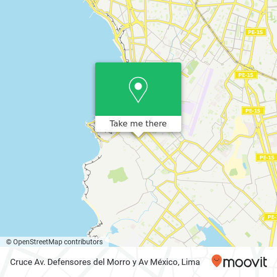 Cruce Av. Defensores del Morro y Av México map