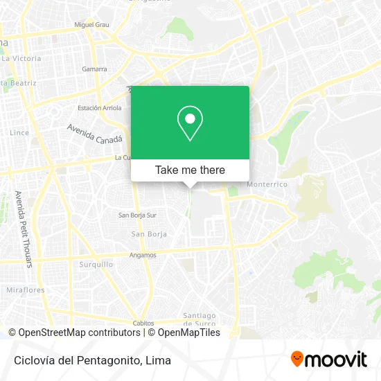 Mapa de Ciclovía del Pentagonito