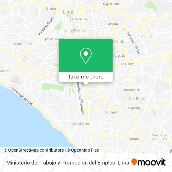 Ministerio de Trabajo y Promoción del Empleo map