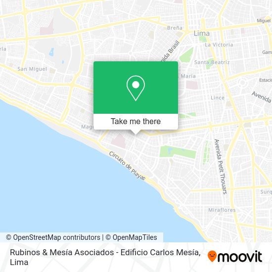 Mapa de Rubinos & Mesía Asociados - Edificio Carlos Mesía