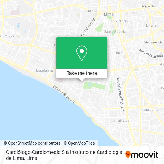 Mapa de Cardiólogo-Cardiomedic S a Instituto de Cardiologia de Lima