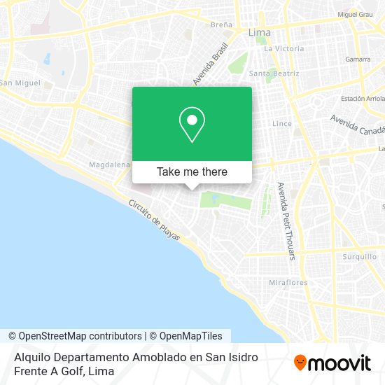 Mapa de Alquilo Departamento Amoblado en San Isidro Frente A Golf