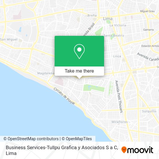 Mapa de Business Services-Tullpu Grafica y Asociados S a C