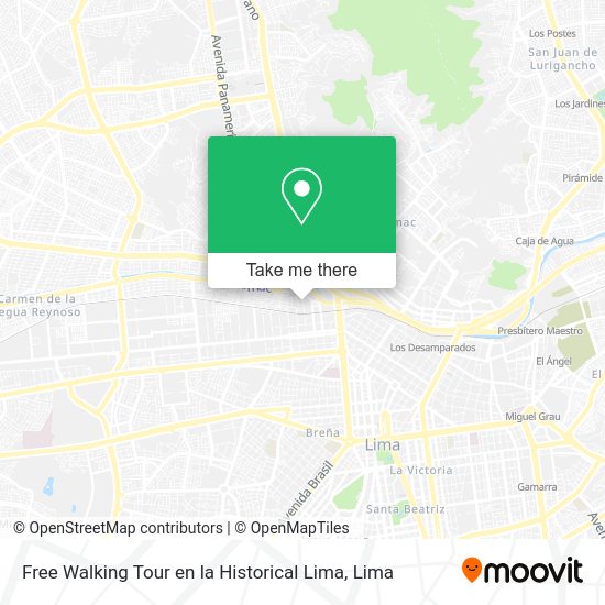 Mapa de Free Walking Tour en la Historical Lima