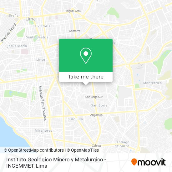 Instituto Geológico Minero y Metalúrgico - INGEMMET map