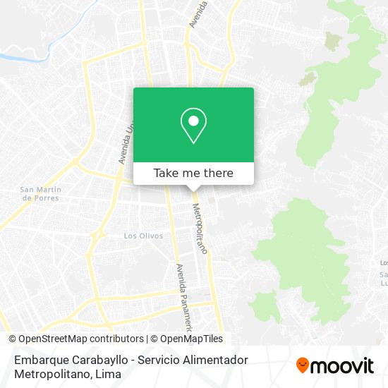 Embarque  Carabayllo - Servicio Alimentador Metropolitano map