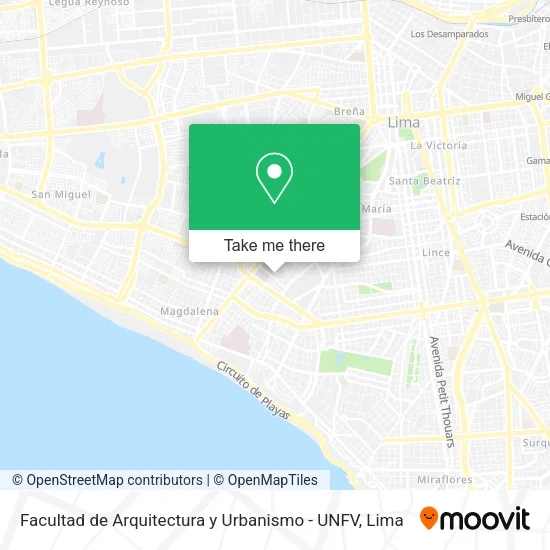 Mapa de Facultad de Arquitectura y Urbanismo - UNFV