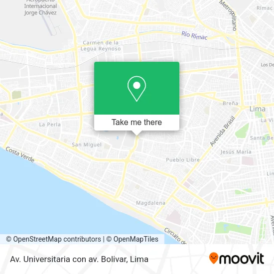 Mapa de Av. Universitaria con av. Bolivar