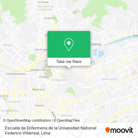 Mapa de Escuela de Enfermeria de la Univesidad National Federico Villarreal