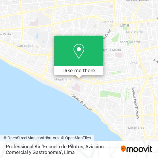 Professional Air "Escuela de Pilotos, Aviación Comercial y Gastronomía" map