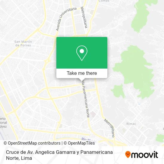 Mapa de Cruce de Av. Angelica Gamarra y Panamericana Norte