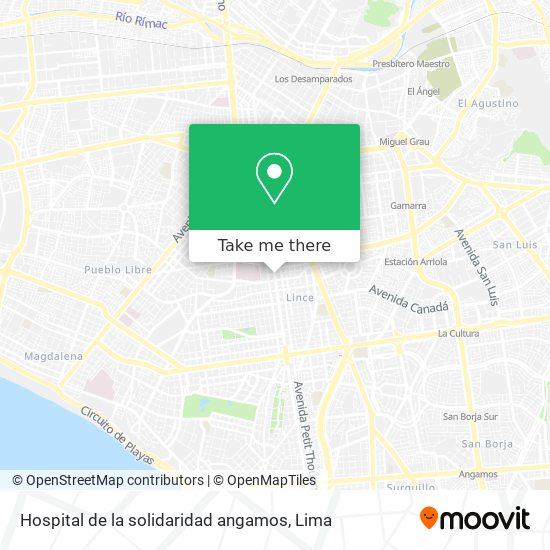 Mapa de Hospital de la solidaridad angamos