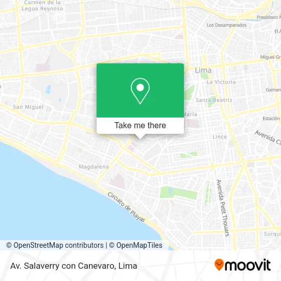 Av. Salaverry con Canevaro map