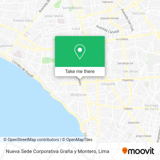 Mapa de Nueva Sede Corporativa Graña y Montero