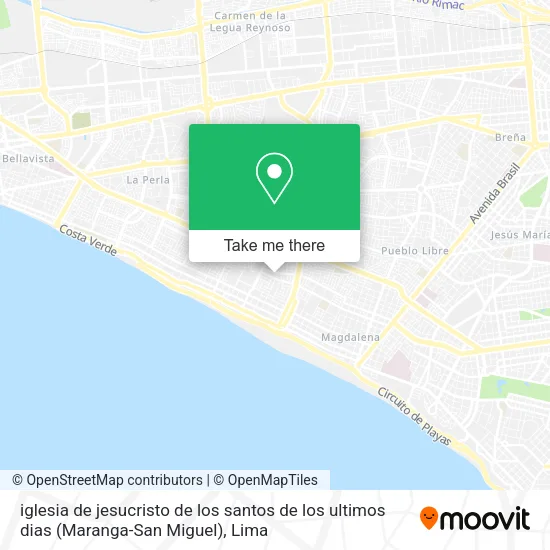 Mapa de iglesia de jesucristo de los santos de los ultimos dias (Maranga-San Miguel)