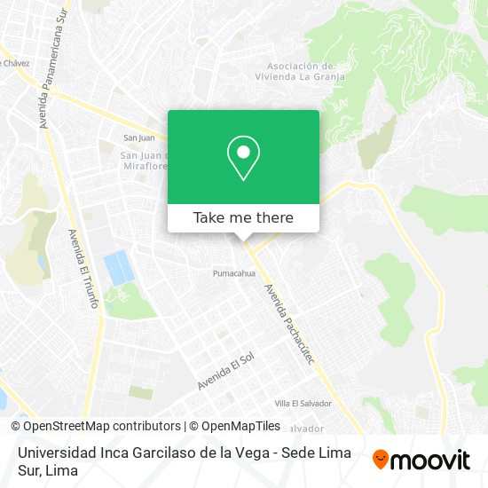 Universidad Inca Garcilaso de la Vega - Sede Lima Sur map