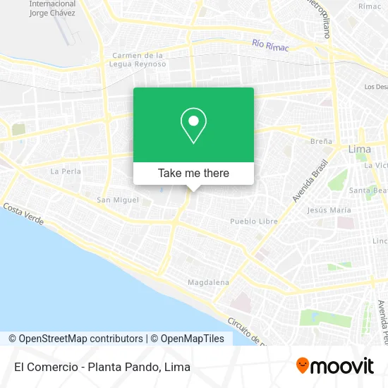 Mapa de El Comercio - Planta Pando