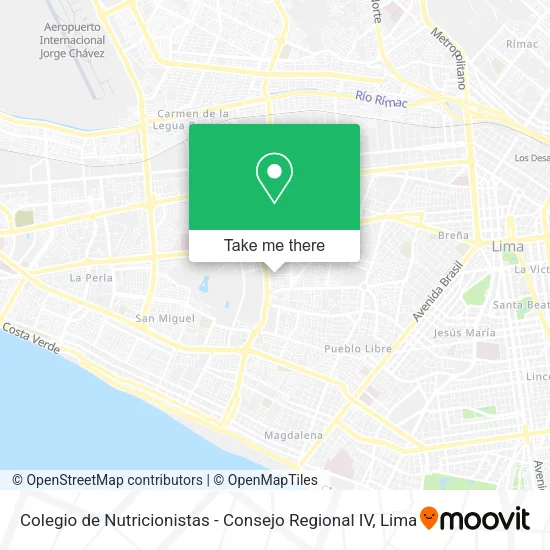 Mapa de Colegio de Nutricionistas - Consejo Regional IV