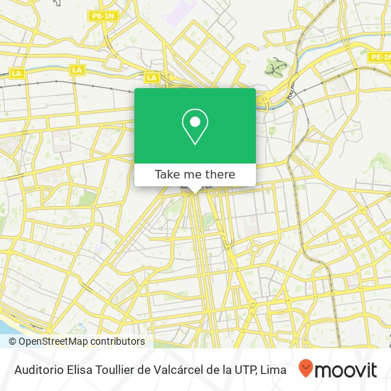 Mapa de Auditorio Elisa Toullier de Valcárcel de la UTP