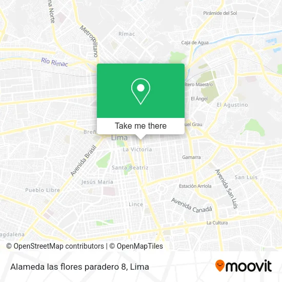 Mapa de Alameda las flores  paradero 8