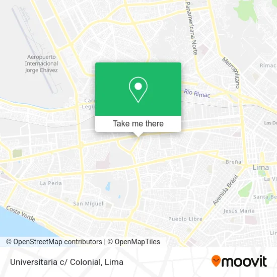 Mapa de Universitaria c/ Colonial