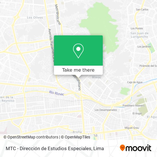 MTC - Dirección de Estudios Especiales map