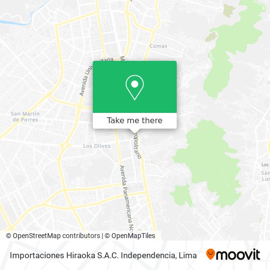 Mapa de Importaciones Hiraoka S.A.C. Independencia