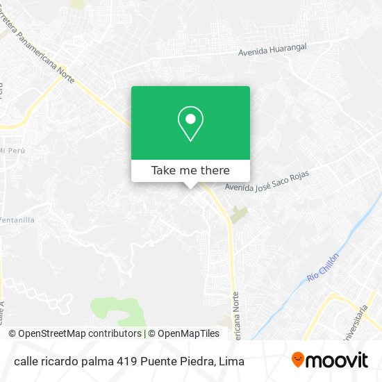 calle ricardo palma 419 Puente Piedra map