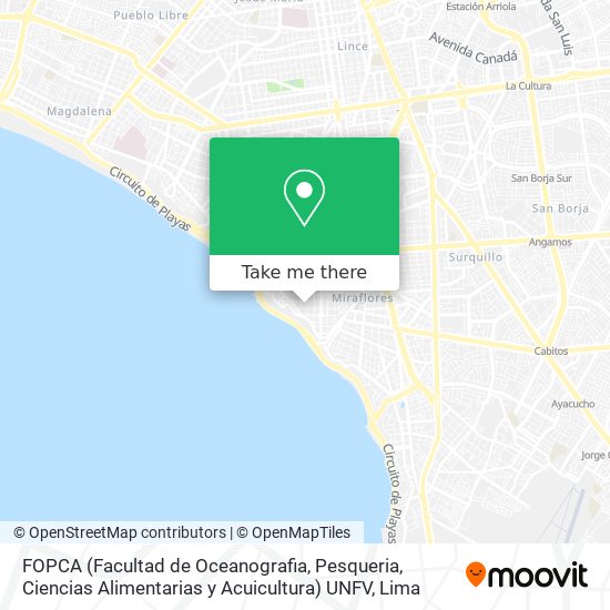 FOPCA (Facultad de Oceanografia, Pesqueria, Ciencias Alimentarias y Acuicultura) UNFV map