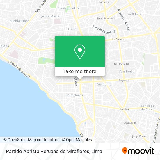 Partido Aprista Peruano de Miraflores map