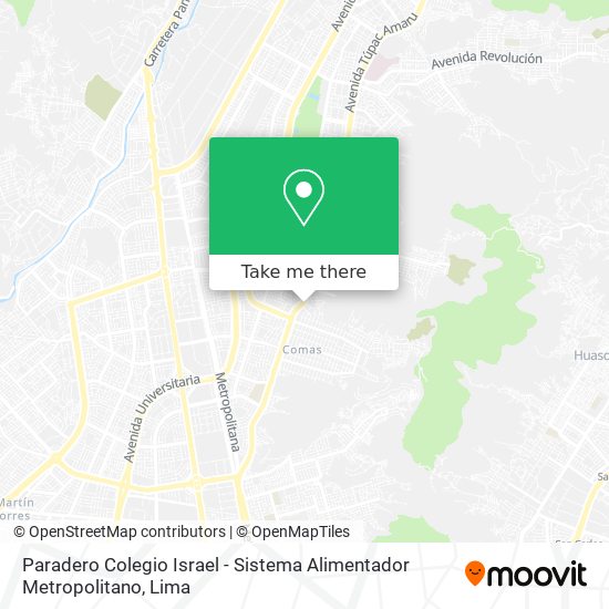 Paradero Colegio Israel - Sistema Alimentador Metropolitano map