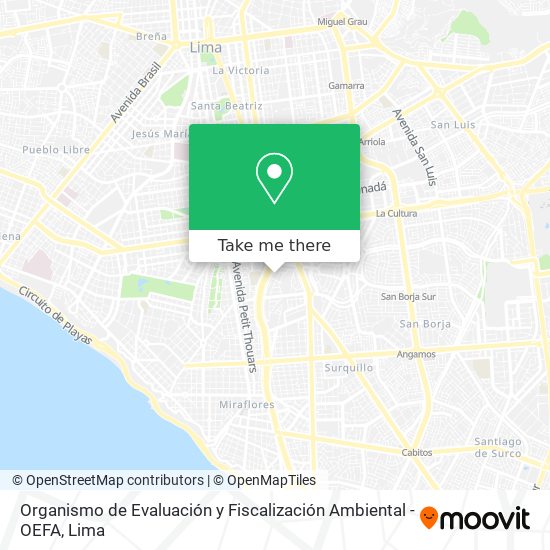 Mapa de Organismo de Evaluación y Fiscalización Ambiental - OEFA