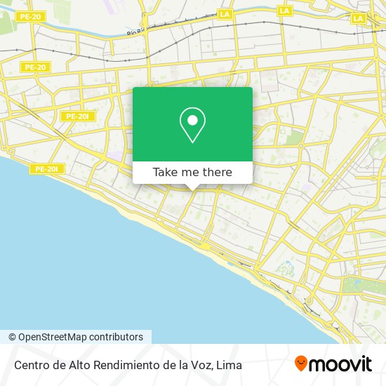 Mapa de Centro de Alto Rendimiento de la Voz