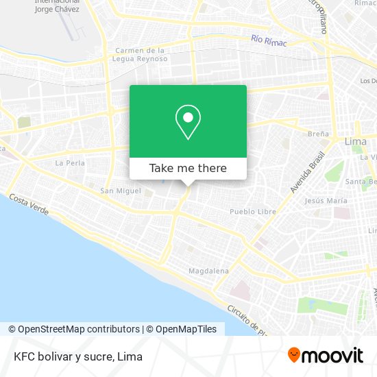 KFC bolivar y sucre map