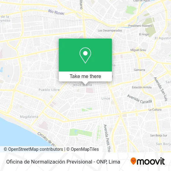 Mapa de Oficina de Normalización Previsional - ONP